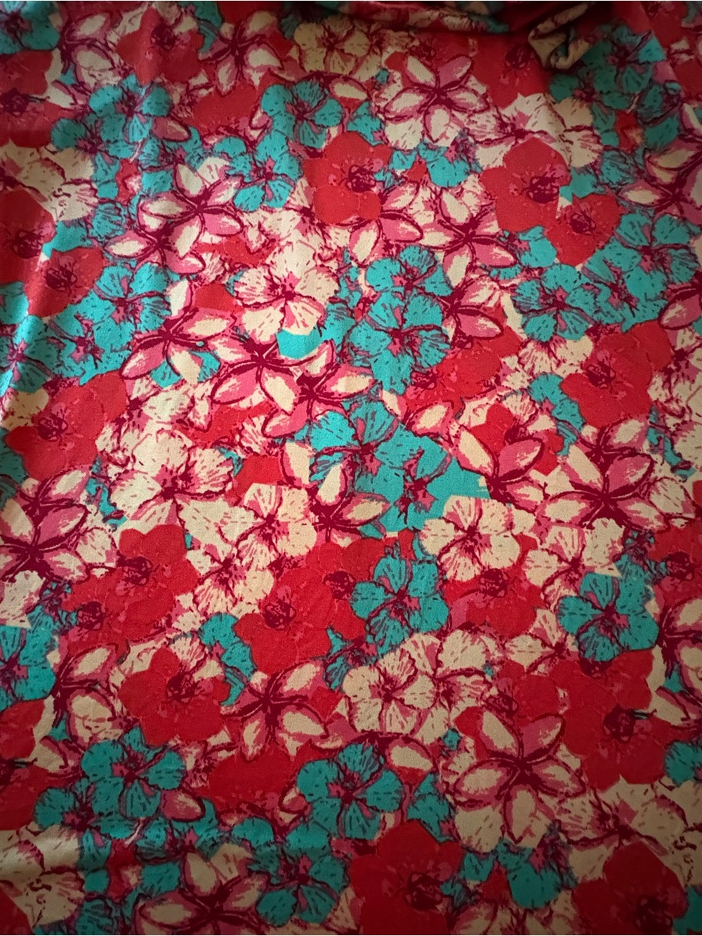 LuLaRoe Red Floral Maxi Skirt with Turquoise Accents - Picture 3 of 6